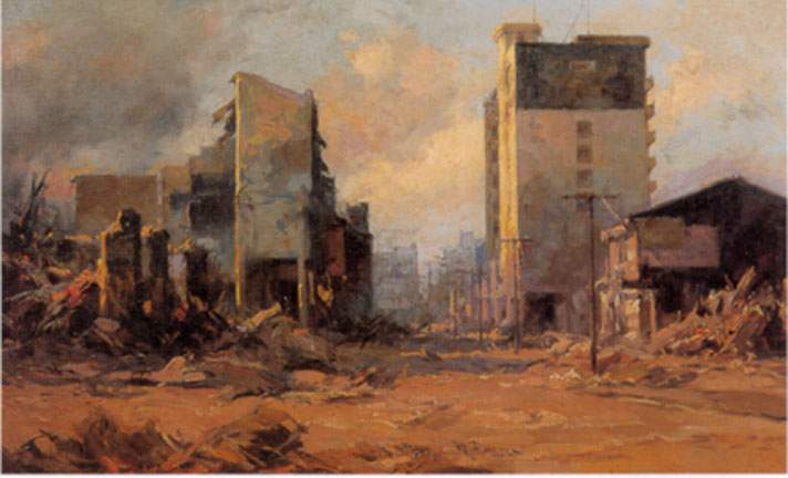 Fernando Amorsolo - Rizal Avenue Ruins 1945