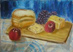 Still Life, with Bread, Cheese and Fruits