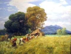 Fernando Amorsolo - Harvesting Rice - 1955