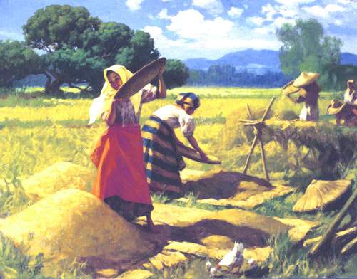 Fernando Amorsolo - Winnowing Rice - 1936