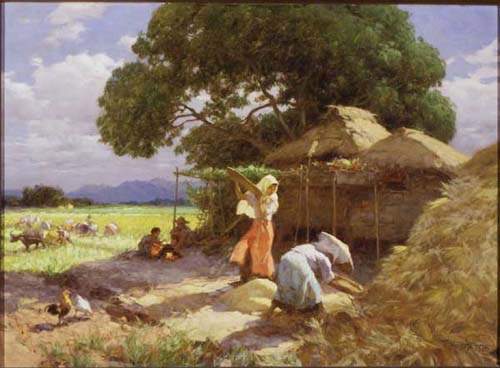 Fernando Amorsolo - Winnowing Rice - 1950