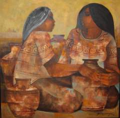 Two girls with jars