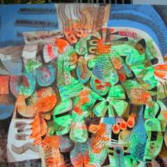 Blue, green and orange abstract