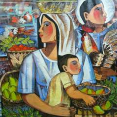 Mother and child fruit vendors with Sabongero father