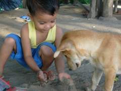 Have some sand!! A boy and his dog - Dhen-dhen and Pandak