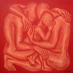 pamilya - Art painting by Filipino artist, Sam Penaso