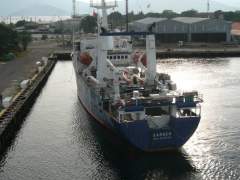 m.y. Sarsen approaching Rivera Point, Subic Bay