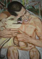 Shoubi and Eddy Boy - Pit Bull terrier painting