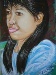 Jelyn - Pastel portrait of an early teanage Filipina