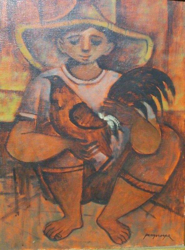 Sabongero Boy with Fighting Cock (24" x 18")