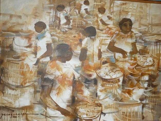 Paco Gorospe Fish Market painting (Untitled)