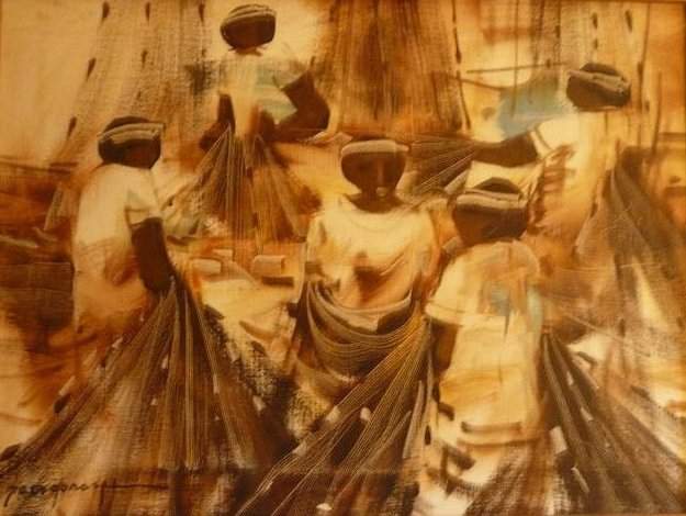 Paco Gorospe - Mending fishing nets (Untitled)