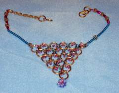 Blue and gold hand-made wire coil jewellery