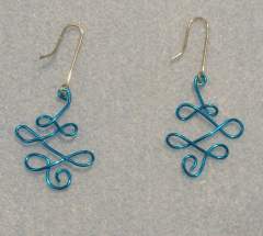Blue and gold hand-made wire earings