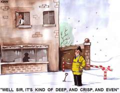 SECURITY GUARD SNOW SCENE