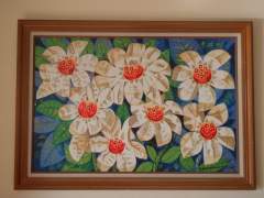 Paco Gorospe Painting depicting large daisy-like flowers