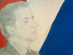 Portrait of a man in pencil and watercolour