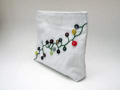 Arts and crafts needlework - White Cotton Pouch with Buttons by nisseworks