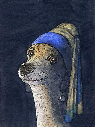 Dog with a Pearl Earring by SusanAlisonArt