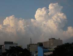 Cumulus clouds brewing over Manila at the end of the rainy season