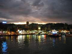 Harbour lights reflected In The water At Keelung