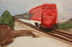 Canadian Pacific Railway CP 8856 Powering through Early Snow - background color scheme
