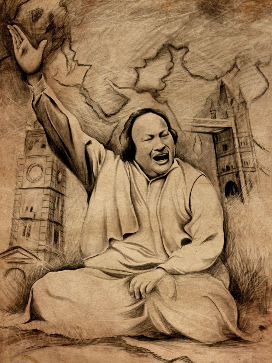 Nusrat Fateh Ali Khan Sahib Sketch.
