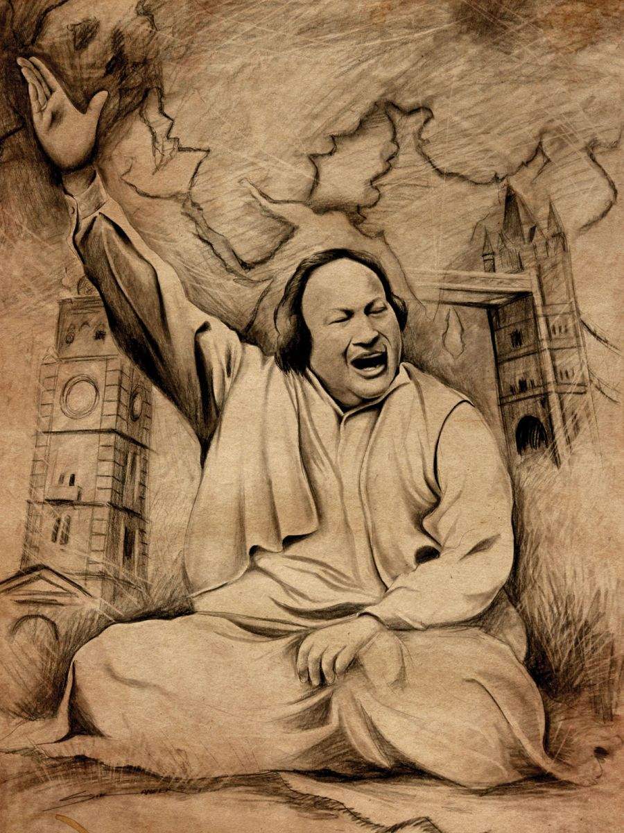 Nusrat Fateh Ali Khan Sahib Sketch