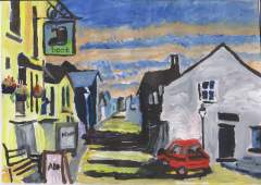 Sunny Side - Water colour and gouche street scene