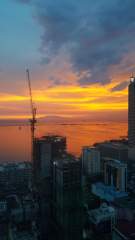 A spectacular, firey orange sunset over Manila Bay