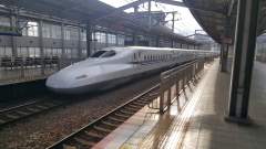 Tokyo-bound Shinkansen express train at Kokura