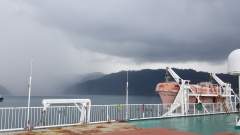 A heavy tropical rainstorm approaching the Limin Venture