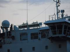 DAY 2 -- ALGOMA CONVEYOR - Close-up of the ship's Bridge and name plate