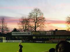 Winter sunset over Aldershot FC Stadium