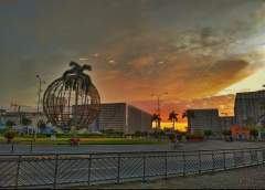 Sunrise and the Mall of Asia globe
