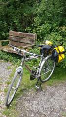 My "new" bicycle - parked up at a secluded viewing spot and picnic area on the Strawberry Line Trail