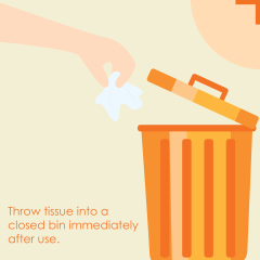 Throw used tissue in a proper place