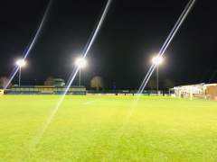Floodlights and the Spinnaker Tower from Privett Park at Gosport