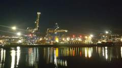 Container Cranes at night