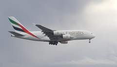 Double-decker "bus"! An Emirates A-380 coming-in to land at LHR